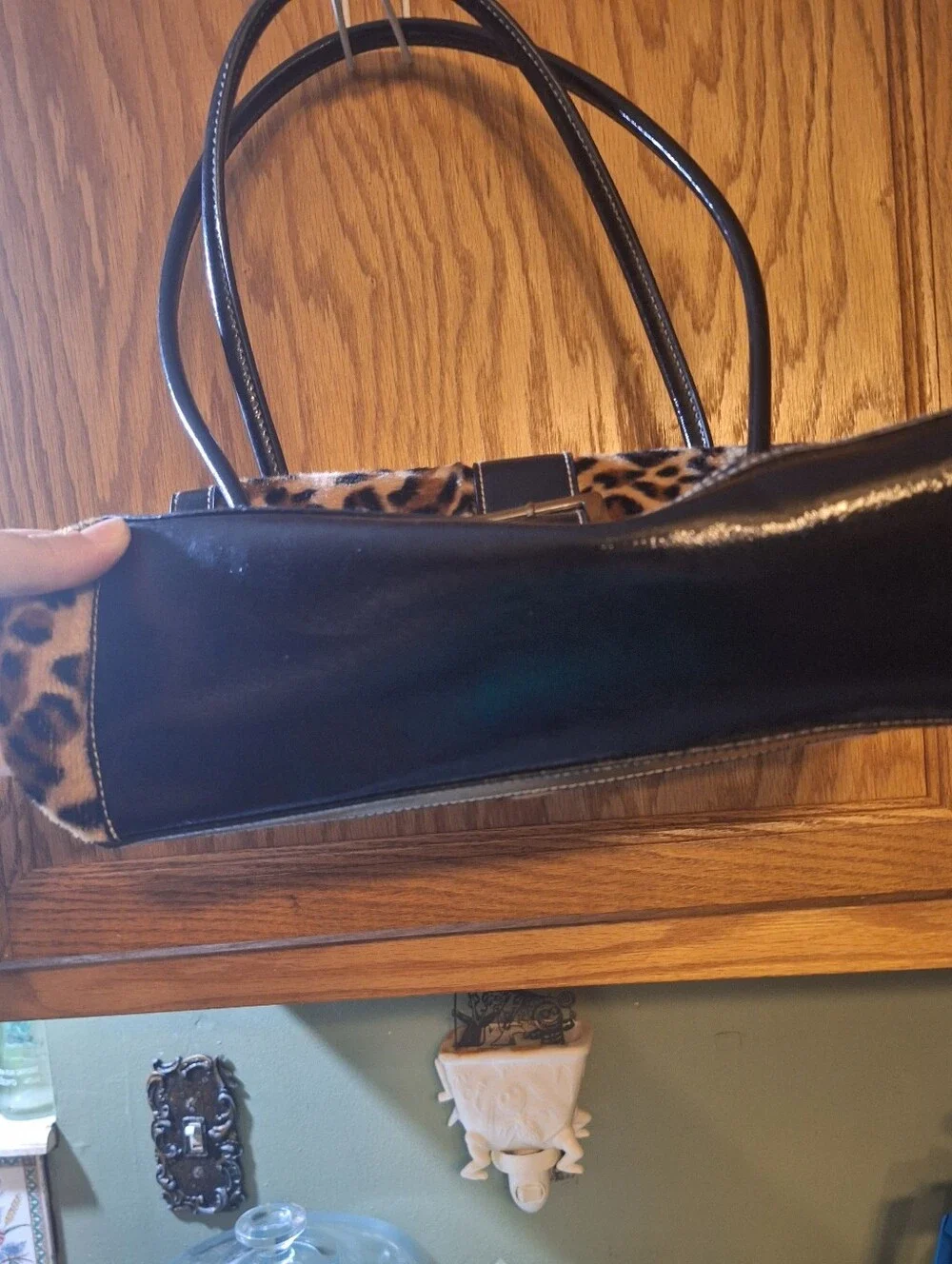 [[Apt. 9]] Leopard Print Shoulder Bag with Black Trim